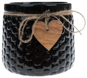 Recipient ceramic de ghiveci Wood heart, negru, 12,5 x 14 cm