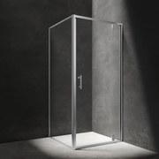 Cabina de dus patrata cu usa cu balamale Omnires S transparent 80x80 cm