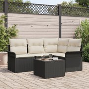 vidaXL Set de canapele pentru grădină cu pernă 5 pcs Negru Rattan poli