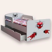 Patut copii de gradinita cu Spider Man Mic 2-6 ani 130x60 cm varianta cu sertar si saltea SafeNest CMG51894310338900