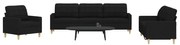 vidaXL Set de canapele, 3 piese, negru, textil