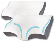 Set 2X perne cu suport pentru gat din spuma cu memorie Suporto®️ 60 x 34 x 11/7 cm cu perforatii