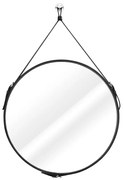 Oglinda rotunda neagra cu maner din piele ESHA Průměr zrcadla: 50 cm