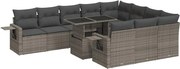 vidaXL Set canapele de grădină cu perne, 11 piese, gri, poliratan