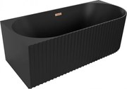 Mexen Gia cada de colț freestanding, striată, stânga 150 x 75 cm, negru mat, preaplin cupru periat - 52701507571L-65