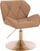 HR111N Scaun Caramel Piele Ecologica Premium Soft cu Bază Aurie