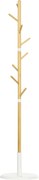 HOMCOM Cuier Vertical cu 8 Cârlige cu Bază Rotundă din Bambus, Lemn și Metal, Ø37,8x175,6 cm, Lemn Natural | Aosom Romania