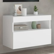 vidaXL Comodă TV de perete cu lumini LED, alb, 60x30x40 cm