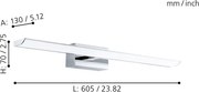 Aplică LED RGBW pentru baie Eglo 33767 TABIANO-C LED/15,6W/230V 60,5cm IP44 + telecomandă