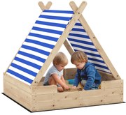 AIYAPLAY Cutie de nisip din lemn pentru copii 3-6 ani, auvent detașabil, rezistent la intemperii, 120 x 120 x 126,5 cm, lemn natur | Aosom Romania