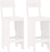 vidaXL Taburete de bar, 2 buc., alb, 40x48,5x115,5 cm, lemn masiv pin