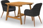 vidaXL Set de masă pentru grădină, 3 piese, negru