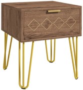 HOMCOM Noptiere Moderne Set 2 Bucati din PAL si Otel cu Sertar, 39.5x41x49 cm, Maro | Aosom Romania