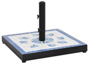 vidaXL Suport umbrelă de soare, albastru și alb, pătrat, 12 kg