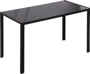 HOMCOM Masă Rectangulară pentru 4 Persoane din Metal și Sticlă Călită, 120x60x75 cm, Negru | Aosom Romania