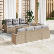 vidaXL Set de canapele pentru grădină 8 pcs Bej Rattan poli