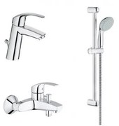 Set baterii lavoar si cada - dus Grohe Eurosmart New M cu set de dus crom