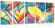 Tablou 5-piese artă abstractă viu colorată