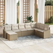 vidaXL Set de canapele pentru grădină 8 pcs Bej Rattan poli