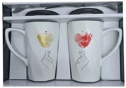 Set 2 Cani cu lingurita si capac, GIRLBOY, 300 ml
