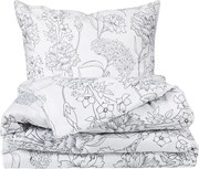 Lenjerie de pat Matex Satin Flori gri , 140 x 200cm, 70 x 90 cm