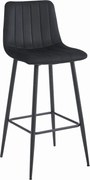 Scaun de bar POZZA VELVET cu picioare negre, negru