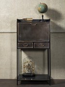Bar din metal, cu 2 sertare și ușă rabatabilă, aspect vintage, Bonaparte