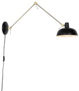 Lampă de perete retro neagră cu bronz - Milou