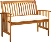 vidaXL Bancă de grădină cu perne, 119 cm, lemn masiv de acacia