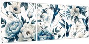 Tablou - Colibri cu flori (cu ceas) (90x30 cm)