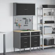 vidaXL Banc de lucru cu sertar 5 pcs Negru 100 x 55 x 200 cm Oțel