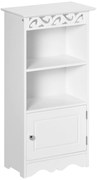 Dulapior pentru Baie din Lemn, Decor Floral Sculptat, Mobilier pentru organizare baie Alb HOMCOM | Aosom RO