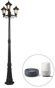 Lămpă de exterior inteligentă neagră cu 3 lumini incluzând Wifi ST64 - New Haven