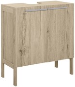 HOMCOM Corp baie sub lavoar - corp sub-chiuvetă - dulap 2 uși cu etajeră - dim. 60L x 30l x 70H cm - MDF imitație lemn gri | Aosom Romania