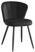Scaun catifea Styl negru, picioare metal