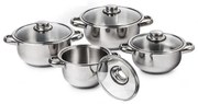 4Home set oale inox cu capac sticlă Destiny, 8 piese