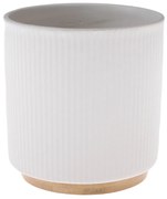 Vas ceramic cu bază de bambus alb, 15 x 12 cm