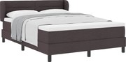 vidaXL Pat cu arcuri cu saltea Maro închis 140 x 190 cm țesătură