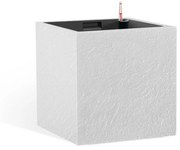 Ghiveci cu auto-udare Flower Lover CubicoStone alb, 27 cm, 27 cm