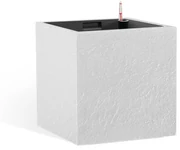Ghiveci cu auto-udare Flower Lover CubicoStone alb, 27 cm, 27 cm