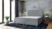 Pat matrimonial, Stockholm, Chester E, 160x200 cm, saltea tip Pocket, topper memory, Gri
