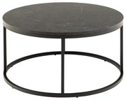 Măsuță de cafea neagră rotundă cu blat cu aspect de marmură ø 80 cm Spiro – Actona