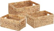vidaXL Coșuri de depozitare 3 pcs natural 40 x 30 x 18 cm