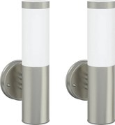 vidaXL Lumină de perete pentru exterior 2 pcs Argintiu