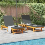 vidaXL Șezlong 2 pcs Maro 63 x 199 x 85cm Lemn masiv de acacia