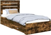 vidaXL Cadru de pat Stejar fumuriu 100 x 200 cm Lemn compozit