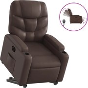 vidaXL Fotoliu rabatabil electric cu ridicare, maro, piele ecologică