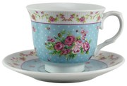 Set 6 cesti, 200 ml, Alb cu design floral