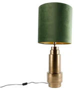 Lampă de masă cu abajur din catifea bronz verde cu auriu 40 cm - Bruut