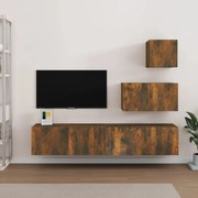 vidaXL Set dulapuri TV, 4 piese, stejar fumuriu, lemn prelucrat